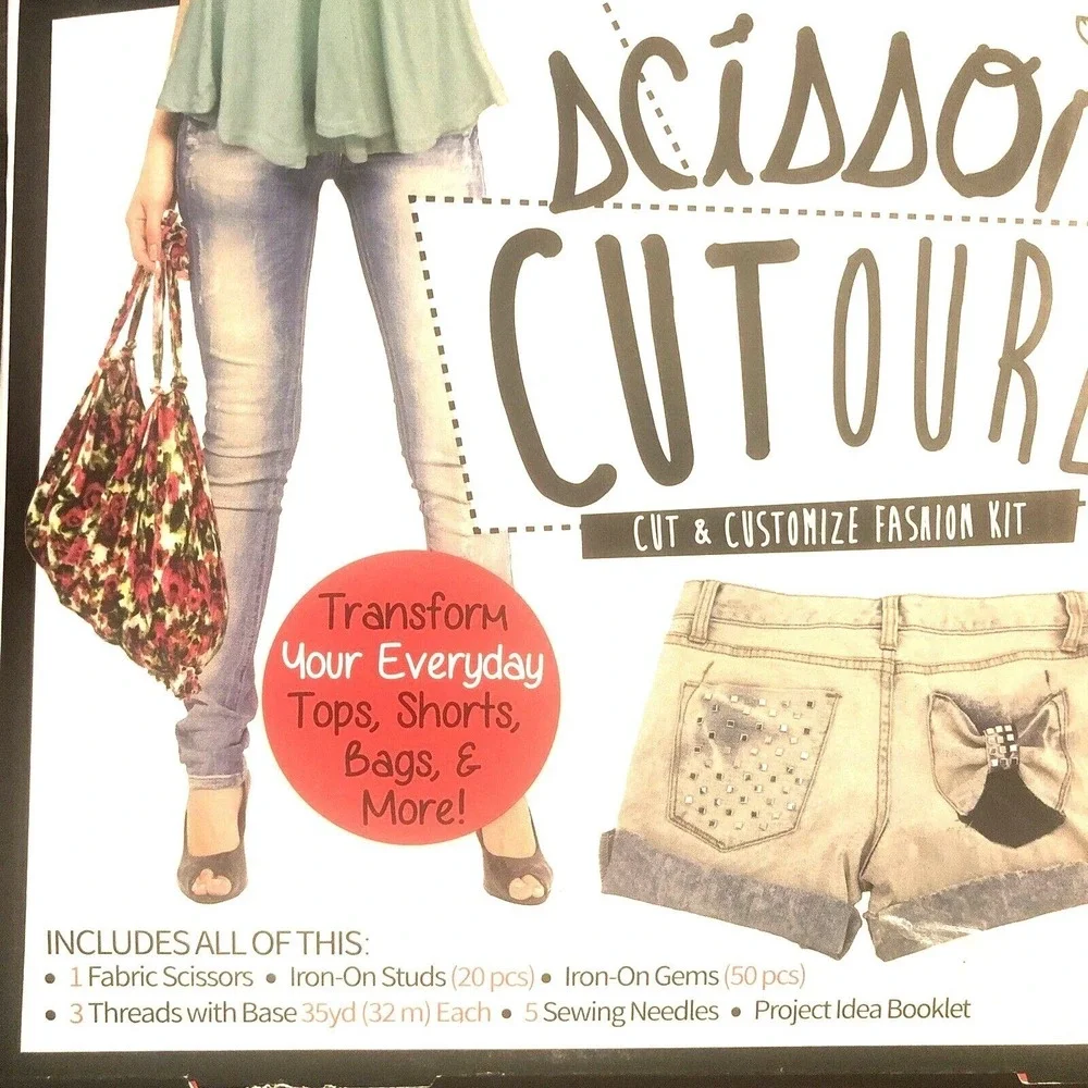 Customize‎ Fashion Kit Scissor Cutoure Cut Scissors Studs Gems Sewing Needles